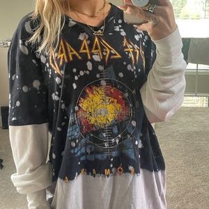 Oversized Thermal detail def leopard band tee